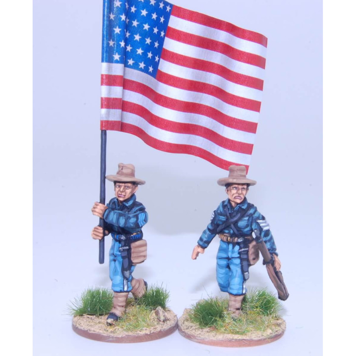 Infantería federal EE.UU., grupo de mando avanzando