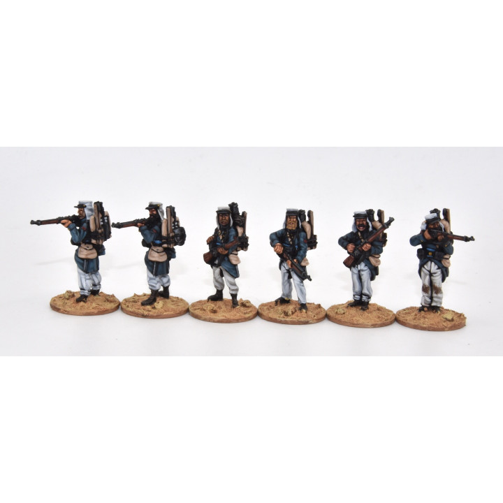 Légionnaires firing line, full marching order (knapsack)