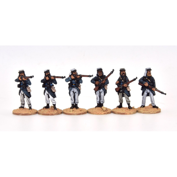 Légionnaires firing line, light field equipment