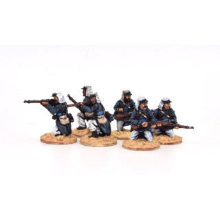 Légionnaires firing line kneeling, full marching order (knapsack)