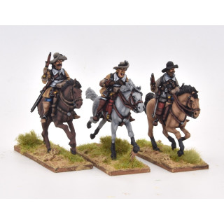 Caballería cargando con pistola, coraza y sombrero