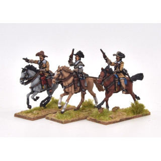 Cavalry charging with pistol, buff coat and soft hat