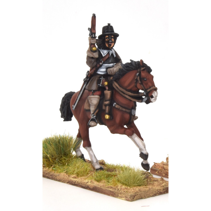 French Cavalry charging with pistol, breastplate and chapeay d'arme