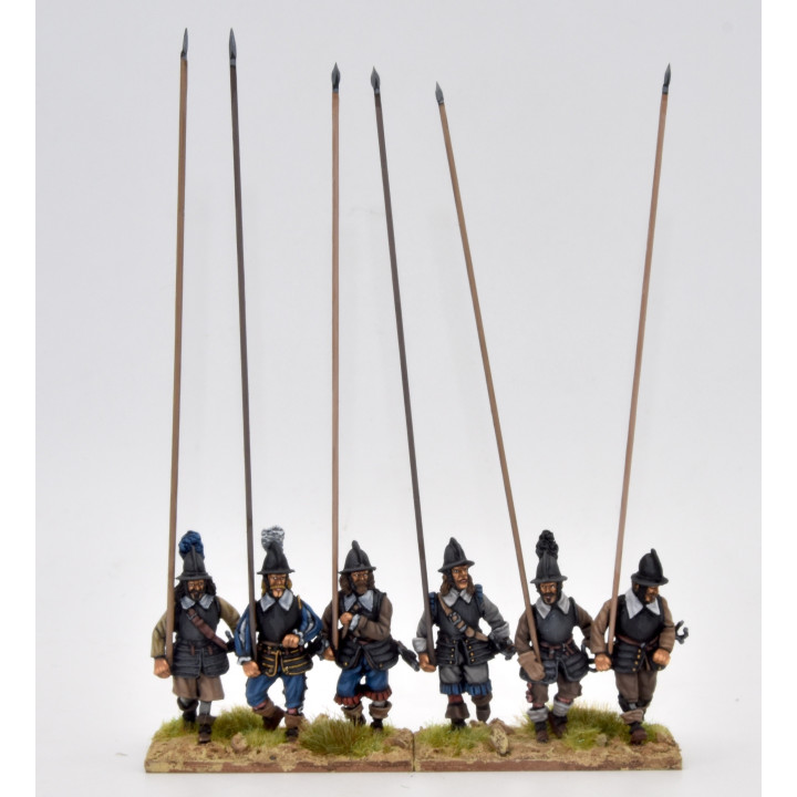Armoured pikemen marching, helmets and tassels