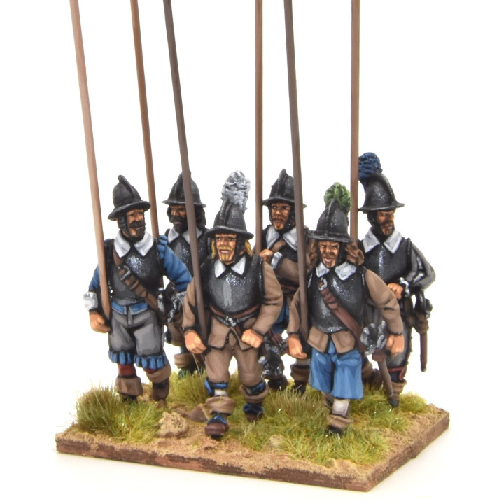 Armoured pikemen marching, helmets