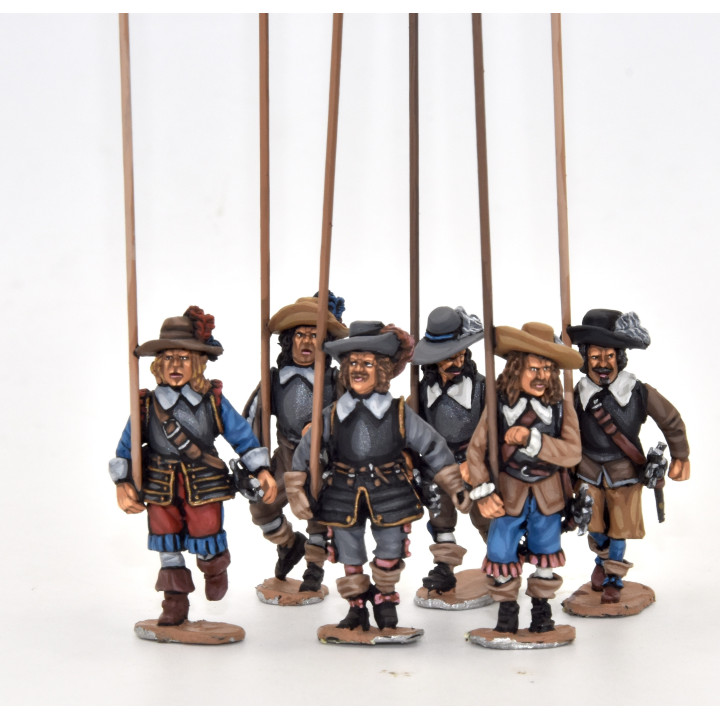 Armoured pikemen marching, soft hats  (pikes not included)