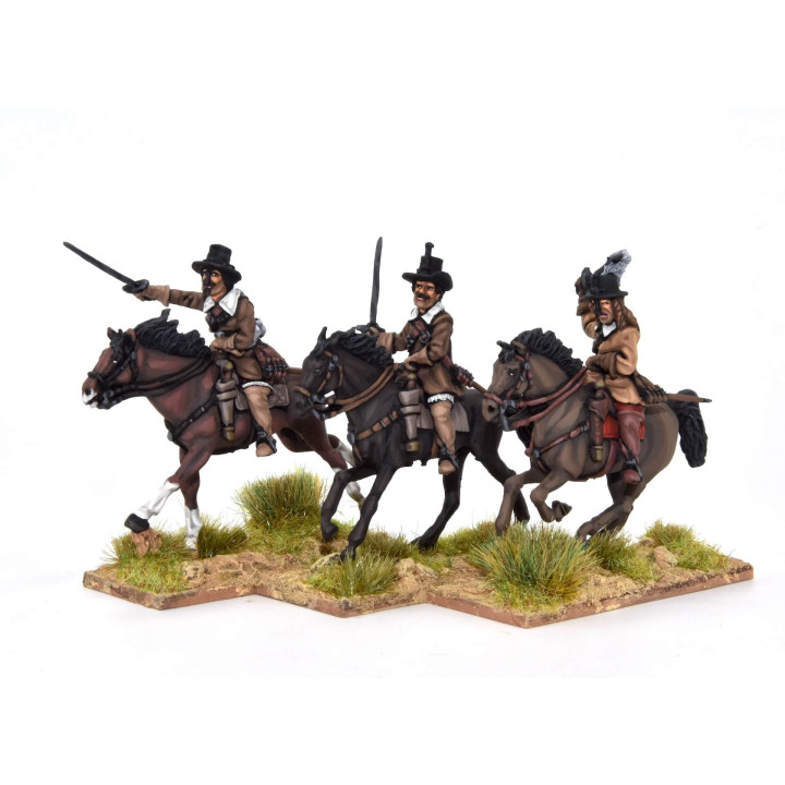 French Cavalry charging with sword, buff coat and chapeau d'arme